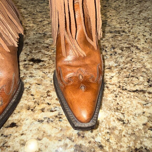 Dingo Brown Fringed Heeled Boots Sz 10 - Picture 15 of 15